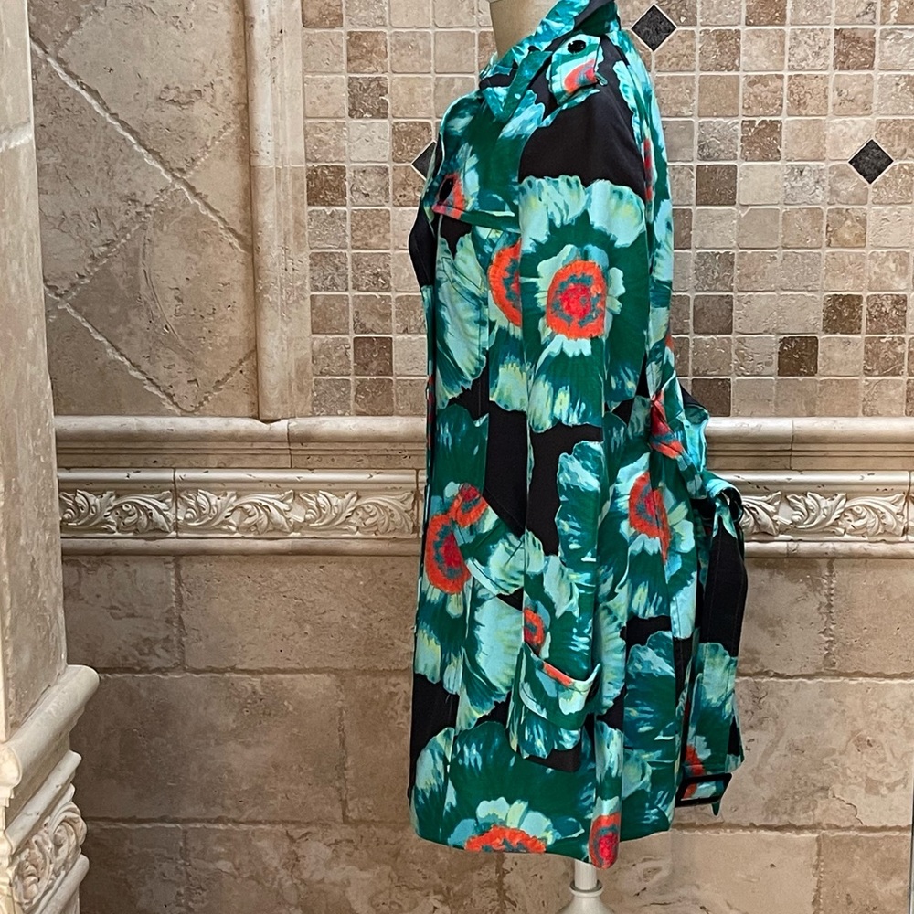 Banana Republic green floral trench coat - Picture 7 of 14